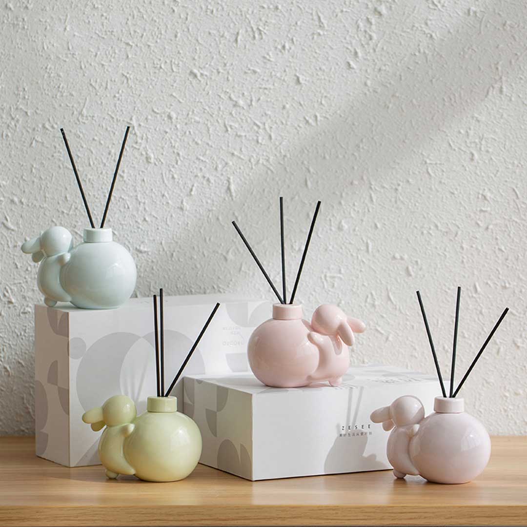 哲选 抱月兔无火香薰家居摆件高级熏香室内持久香氛精油伴手礼
