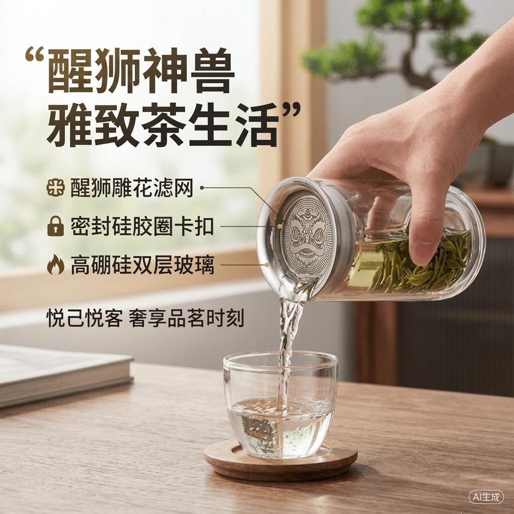 懒人泡茶神器双层玻璃防烫泡茶壶带滤网茶水分离壶泡茶杯2026新款