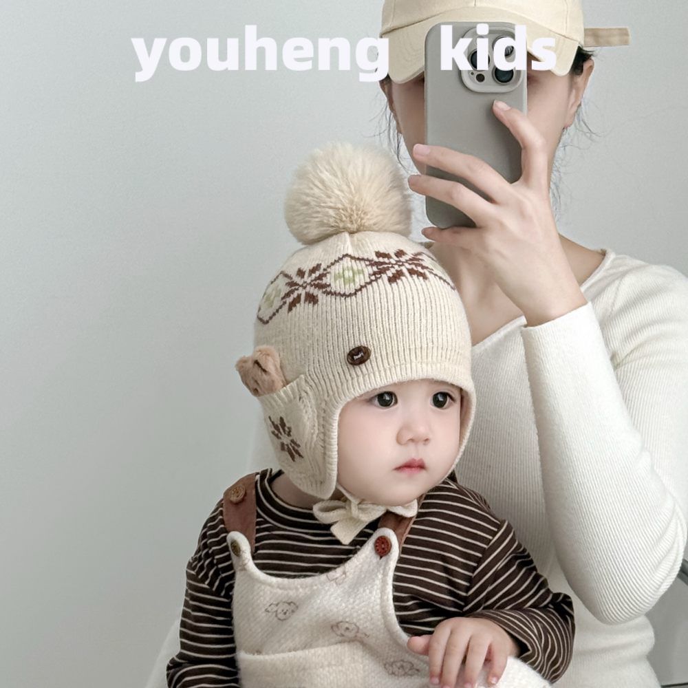 儿童帽子秋冬季女童护耳超萌毛线帽小男孩加厚保暖宝宝针织套头帽