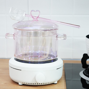 颜值担当粉色双耳高鹏玻璃锅汤锅明火热红酒锅煮水果茶的专用小锅