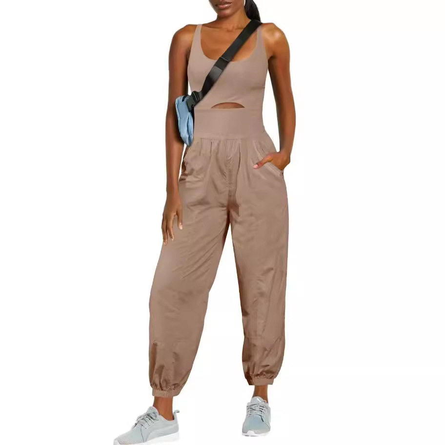 Hollow cross comfortable fitness vest jumpsuit