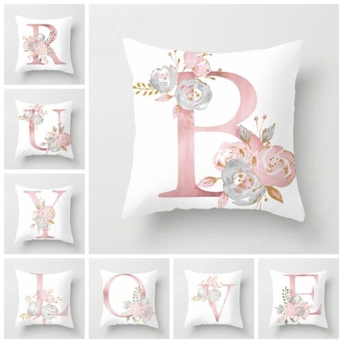 Pink Letter Decorative Pillow Cushion Covers sofa Pillowcase