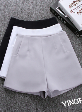 2022高腰雪纺西装短裤女夏新款韩版大码a字阔腿修身显瘦外穿热裤