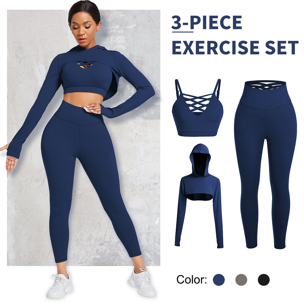 欧美新款女士瑜伽服三件套装Women's yoga suit three piece sets