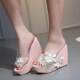 Lazada 女 Slippers外贸甜美串珠花朵透明坡跟凉拖鞋 Women Wedge
