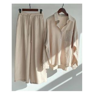 lapel autumn 套装 long 翻领秋衬衫 sleeved set长袖 Loose shirt