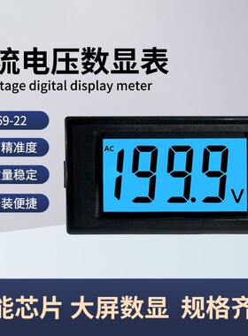 D69-22交流电压数显表AC/DC8-12V隔离供电液晶数显交流0-200V600V