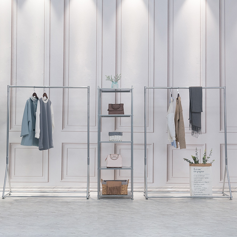 服装店展示架女装店挂衣架金色圆管陈列架落地式单杠童装店组合架