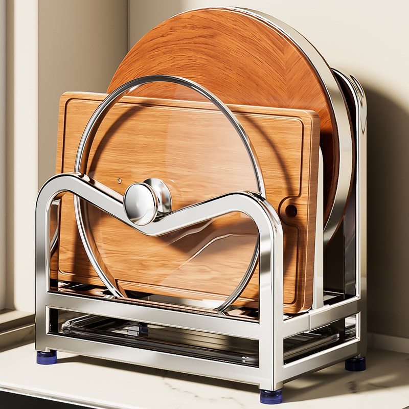 加厚304不锈钢砧板锅盖置物架菜板案板放置架厨房刀锅铲一体刀架