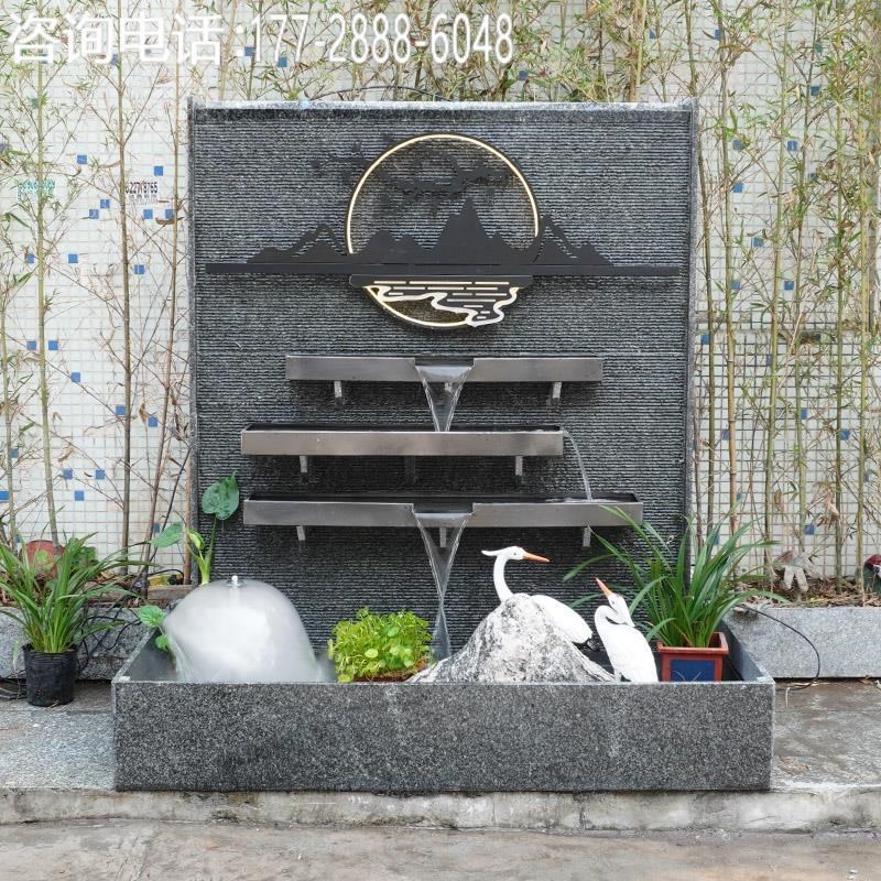 流水屏风流水墙水幕墙双面石头景墙鱼池户外庭院影壁水景招财摆件