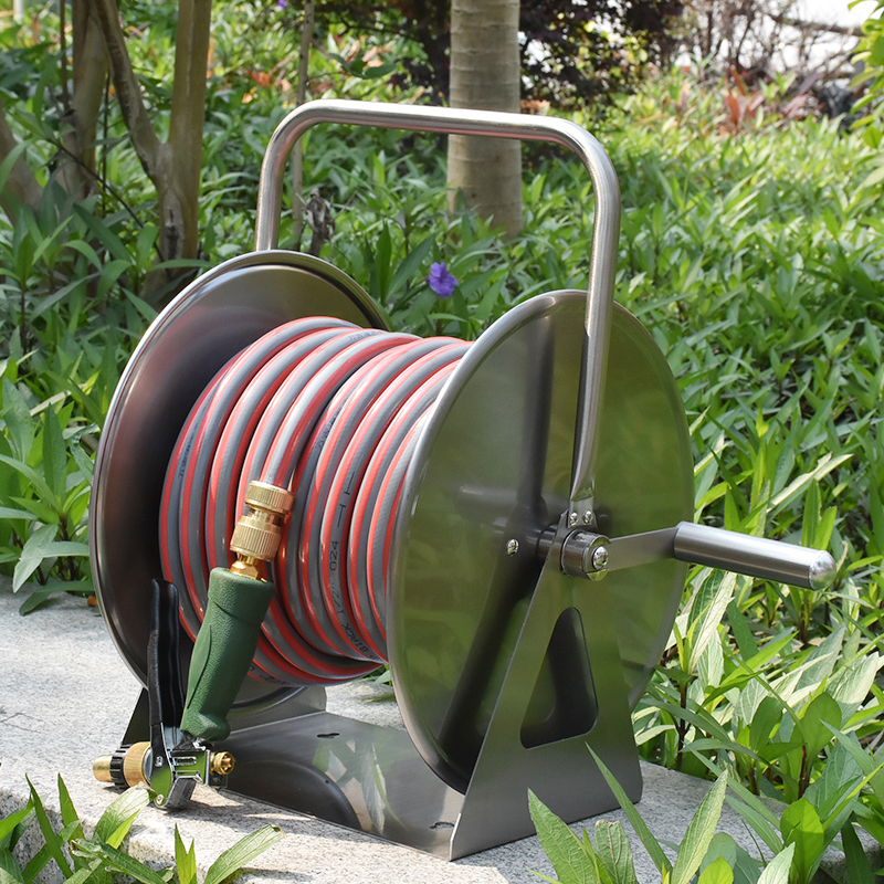 水管车收纳架卷管器不锈钢金属绞盘收管神器浇花软管洗车水枪
