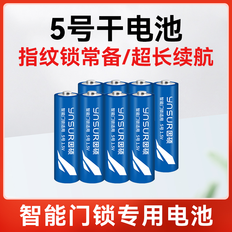 因硕智能门锁专用电池5号 指纹锁电子密码锁家用五号碱性干电池 基础建材 入户门智能锁 原图主图