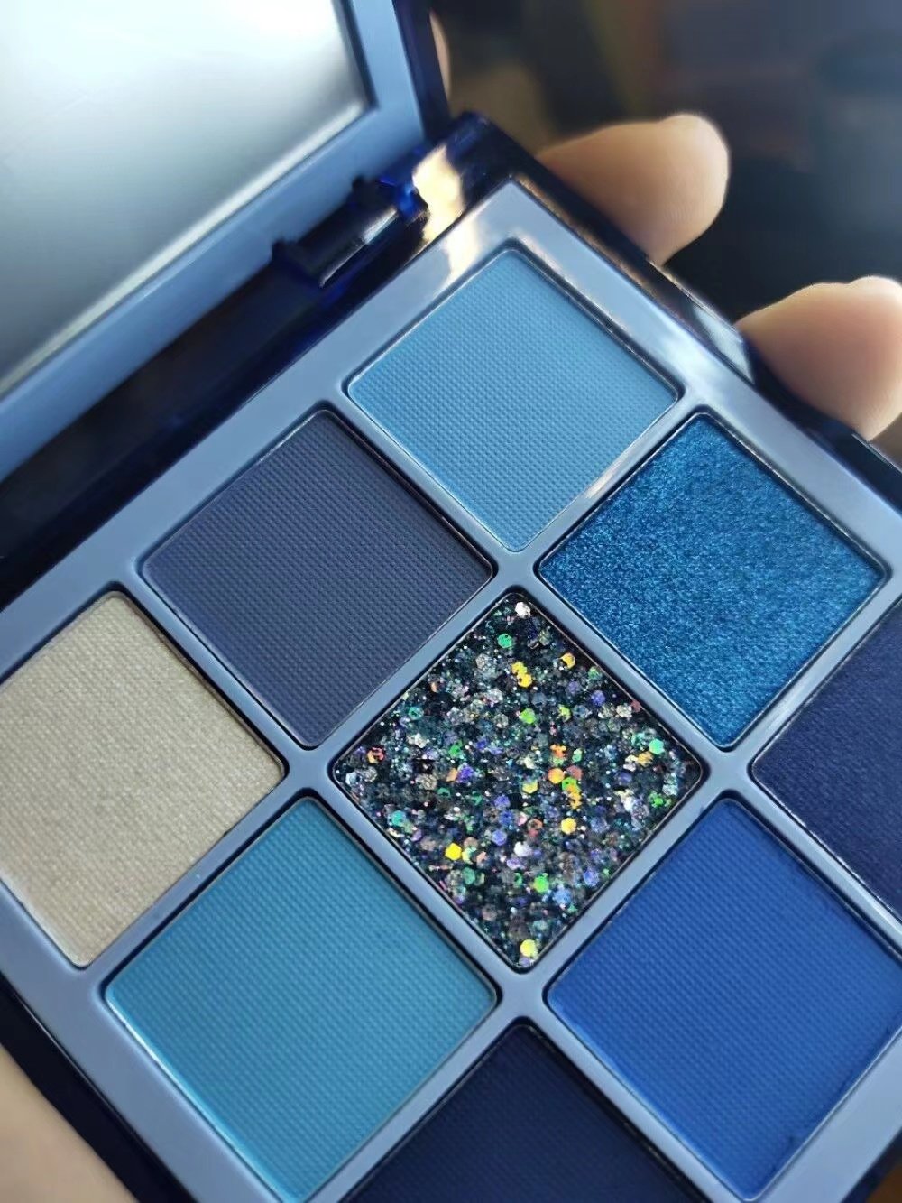 green forest韩国特制儿童舞台妆蓝色无毒无味闪粉亮片植物眼影盘