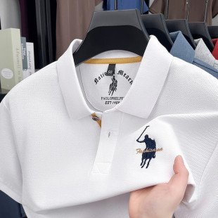 刺绣翻领T恤潮 小马标保罗POLO衫 短袖 高端纯色棉时尚 宽松休闲男士