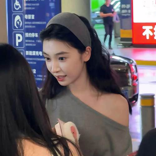 易梦玲同款高颅顶灰色针织发箍女