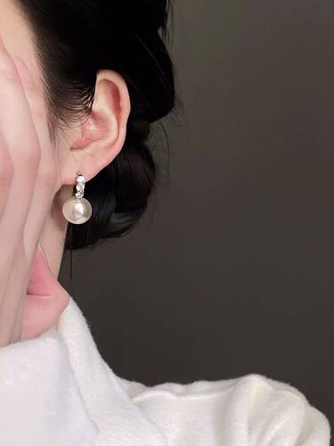 轻奢温柔银针锆石珍珠耳钉耳夹女