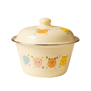 搪瓷猪油罐带盖老式饭缸家用厨房陶瓷盆碗装荤油大容量和面L汤盆