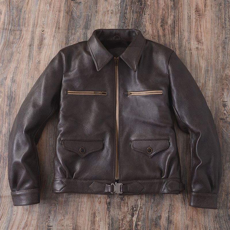 重磅阿美咔叽德式飞行夹克 1.8mm厚进口牛皮工装真皮皮衣外套男