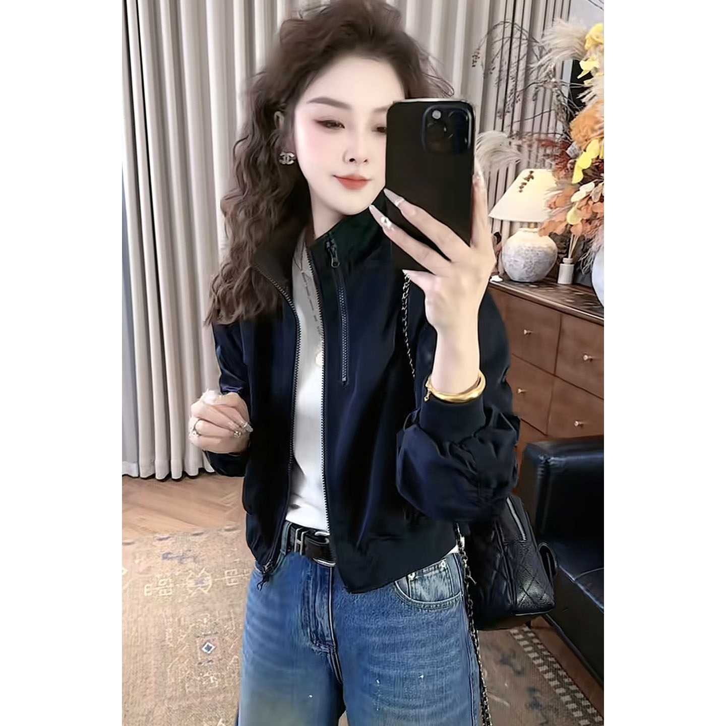 立领外套女款春季小个子休闲新款图片