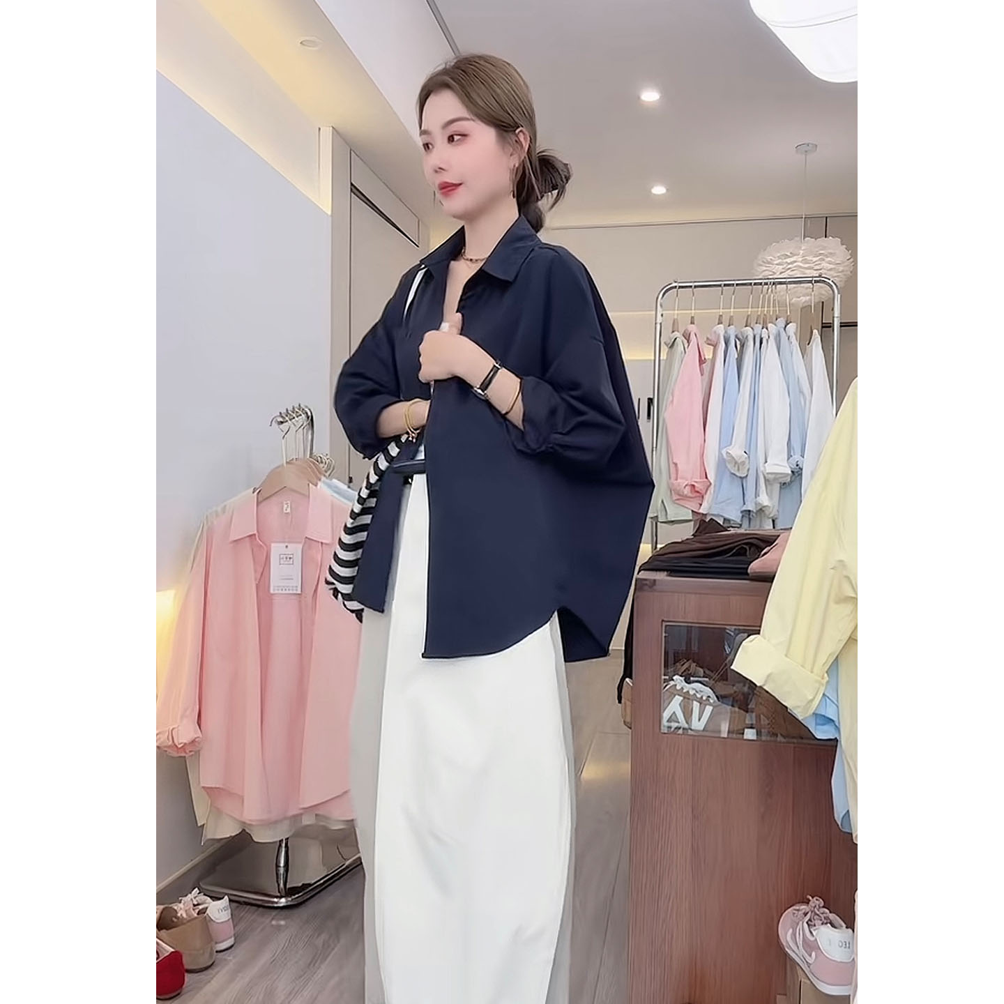 休闲不规则衬衫女秋季韩版宽松洋气衬衣外穿2026新款百搭显瘦上衣