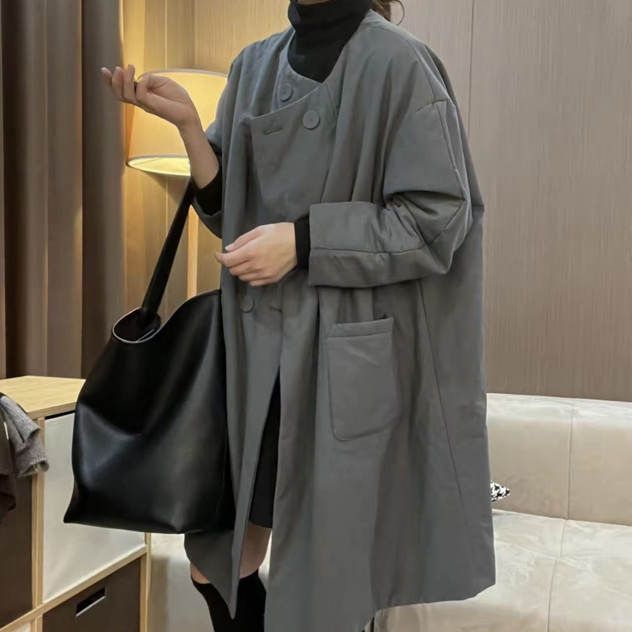 秋冬二棉宽松大阪棉服女中长款圆领双排扣休闲显瘦百搭简约外套潮,女装/女士精品,棉衣/棉服,淘宝优惠券,粉丝福利购,淘宝优惠卷