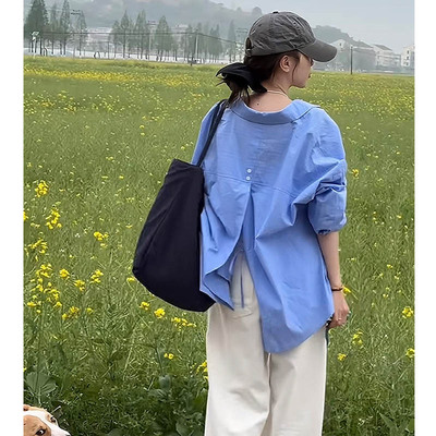 设计感开叉衬衫女夏季高级感薄款