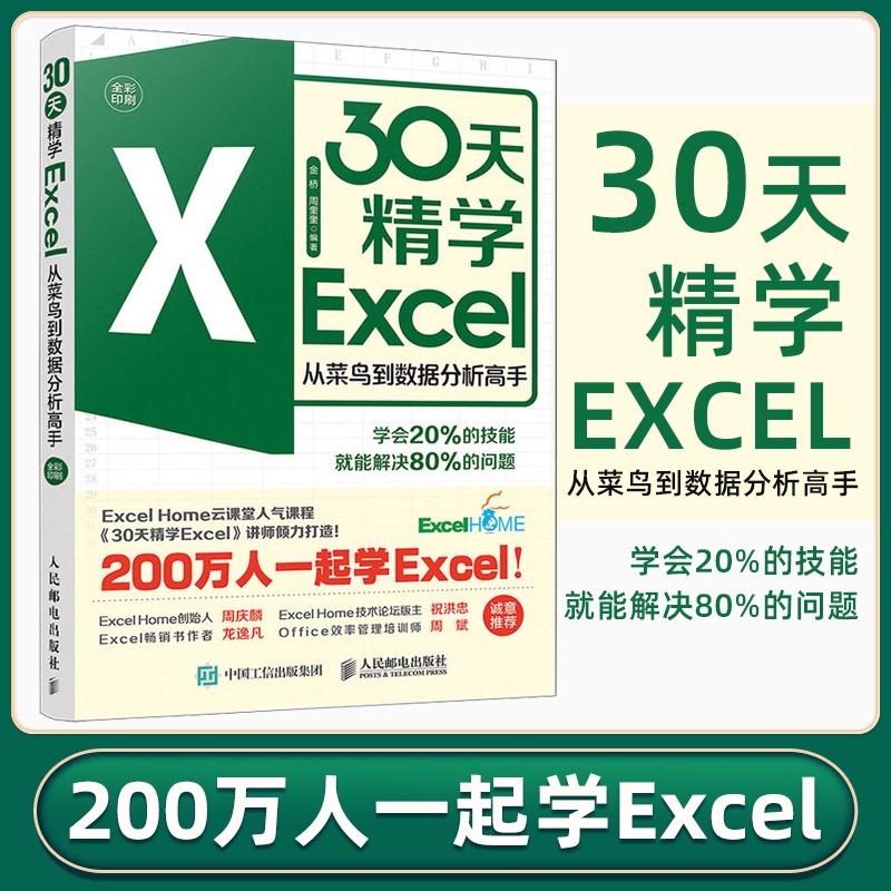 30天精学Excel从菜鸟到数据分析高手excel教程书籍计算机办公软件