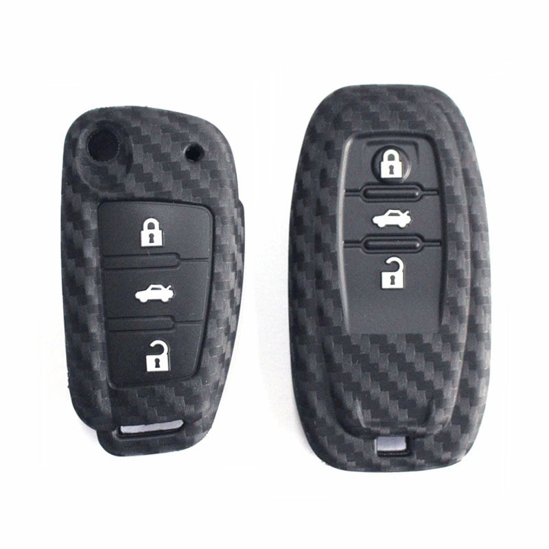 适用奥迪Q3A1钥匙套A3/Q7/硅胶折叠壳A6L/S3/TT/R8碳纤维纹钥匙包