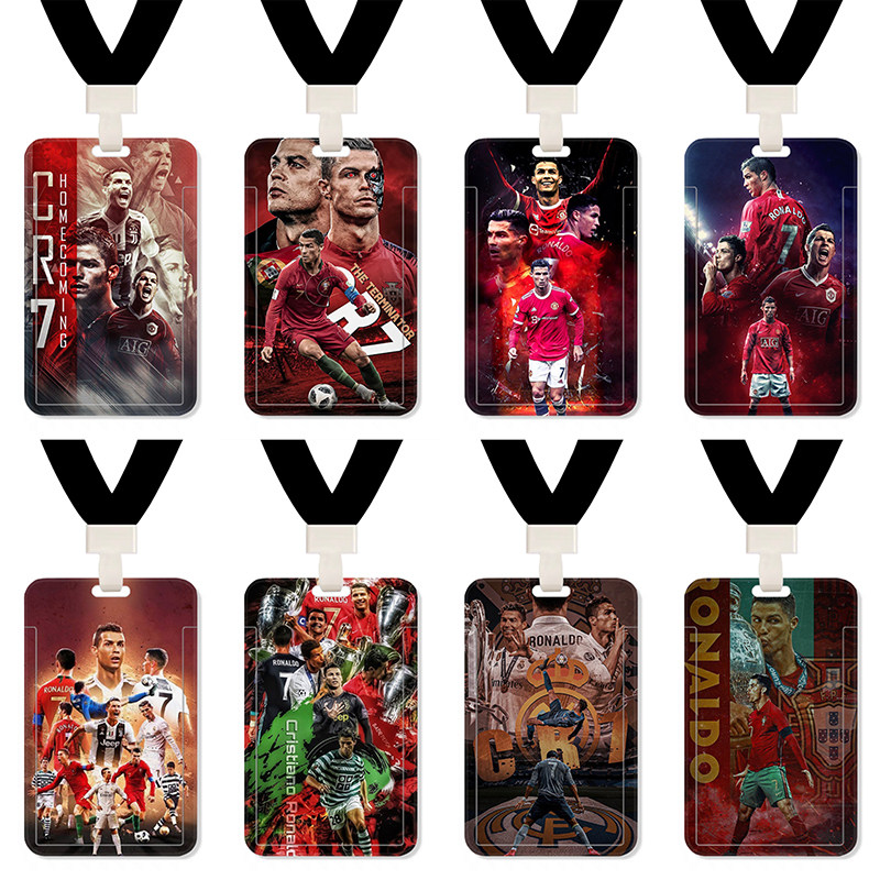 C罗足球明星卡套胸卡学生饭卡公交卡保护套挂脖绳厂牌工作证件套