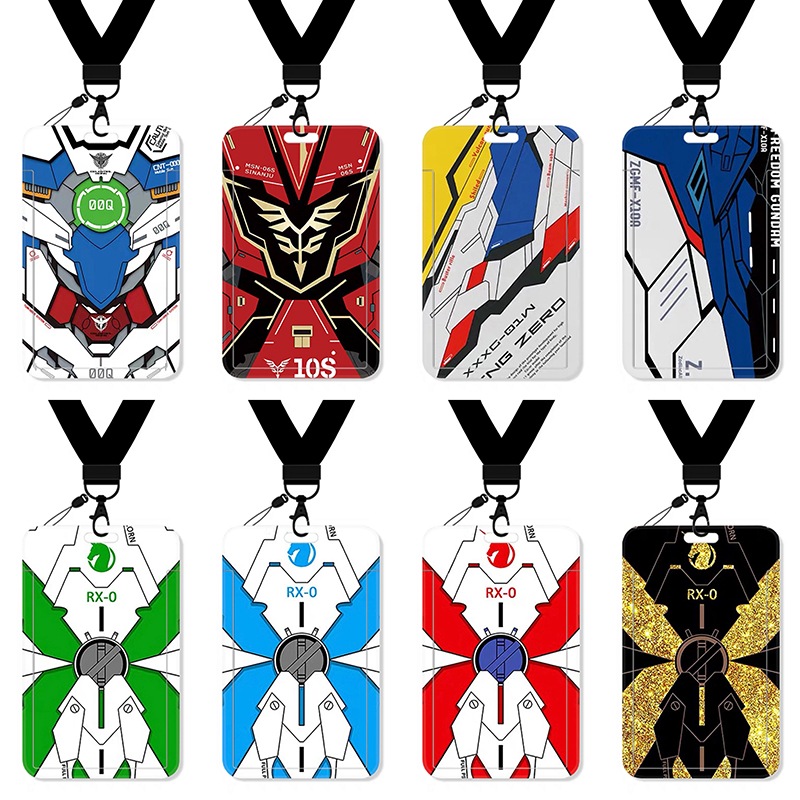 机动战士高达敢达独角兽校园学生证件卡套带挂绳挂脖滑盖塑料硬壳