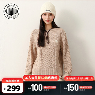 PALLADIUM帕拉丁上装菱形格纹徽章女款圆领毛衫1912741