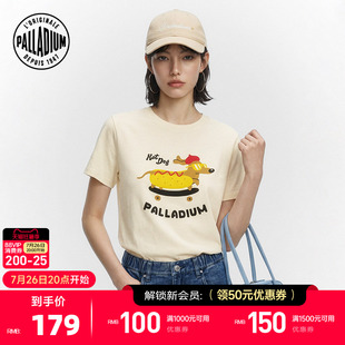 PALLADIUM帕拉丁简约时尚腊肠狗图案休闲女款短袖T恤1912911