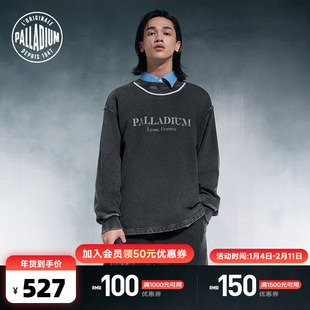 PALLADIUM帕拉丁复古运动休闲水洗做旧宽松男女款圆领卫衣1011845