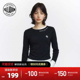 PALLADIUM帕拉丁上装假两件绣花拼接女款长袖T恤1914845