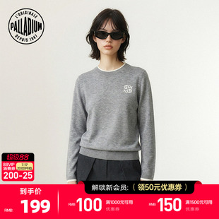 PALLADIUM帕拉丁刺绣休闲宽松女款圆领套头毛衫1913825