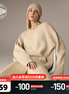 PALLADIUM帕拉丁上装时尚立体胶章女款圆领毛衫1912947