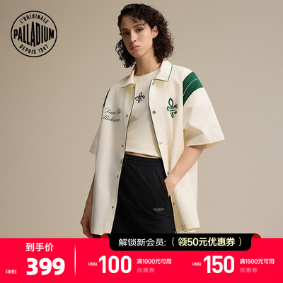 PALLADIUM帕拉丁复古运动大字图案印花男女款短袖衬衫外套1011341