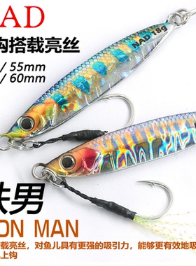 那点NAD铁板路亚饵铁男IRON MANⅡ远投18g/24g亮丝双钩飘落3D仿生