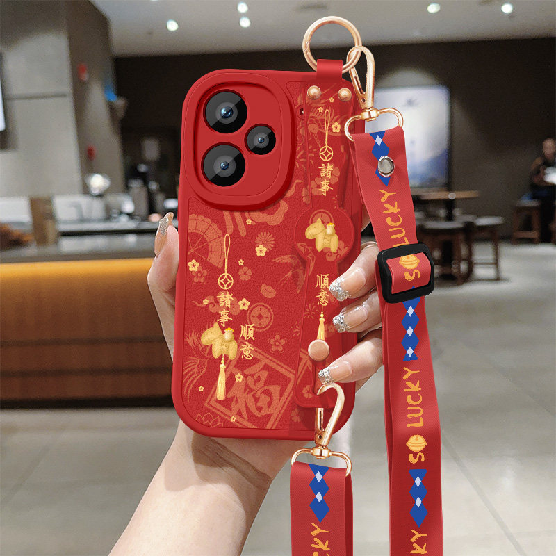 适用红米note13手机壳note13pro+新款女生13rpro小马带挂绳13r小羊皮新年保护套小米redmi硅胶软壳5g防摔外壳