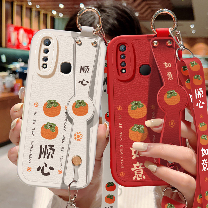 斜挎腕带★小羊皮细腻手感★天使眼镜头保护