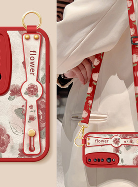 适用小米10手机壳xiaomi10pro新款女MI10s红色玫瑰腕带支架挂绳小羊皮10青春版保护套全包防摔lite软10t外壳