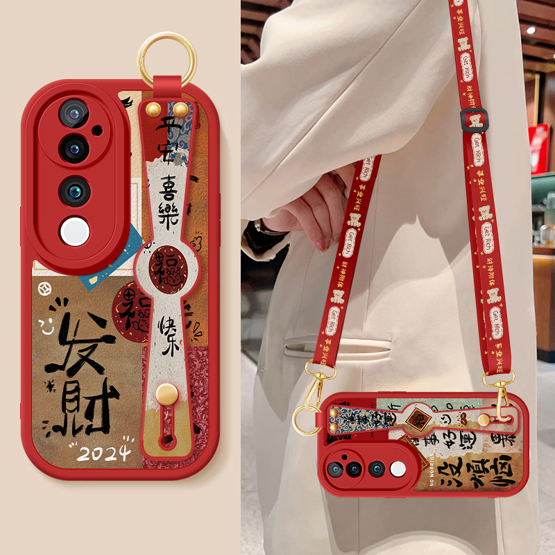 斜挎腕带★小羊皮细腻手感★天使眼镜头保护