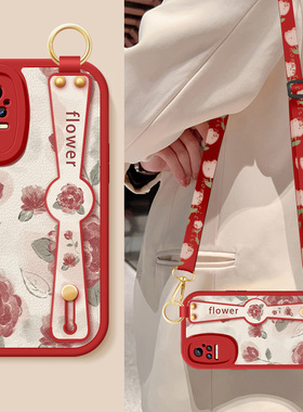 适用小米civi5pro手机壳civi1s新款女civi2红色玫瑰civi腕带支架挂绳小羊皮civi4pro保护套civi3硅胶软mix4外
