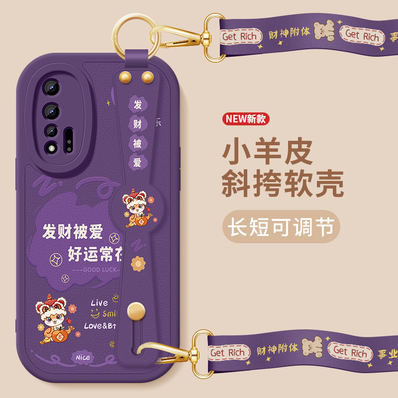 斜挎腕带★小羊皮细腻手感★天使眼镜头保护