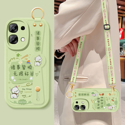oppoa6手机壳OPPOA6新款小羊皮全包镜头防摔保护套A65G无限好运斜挎背腕带硅胶软壳PLS120女外简约超薄适用