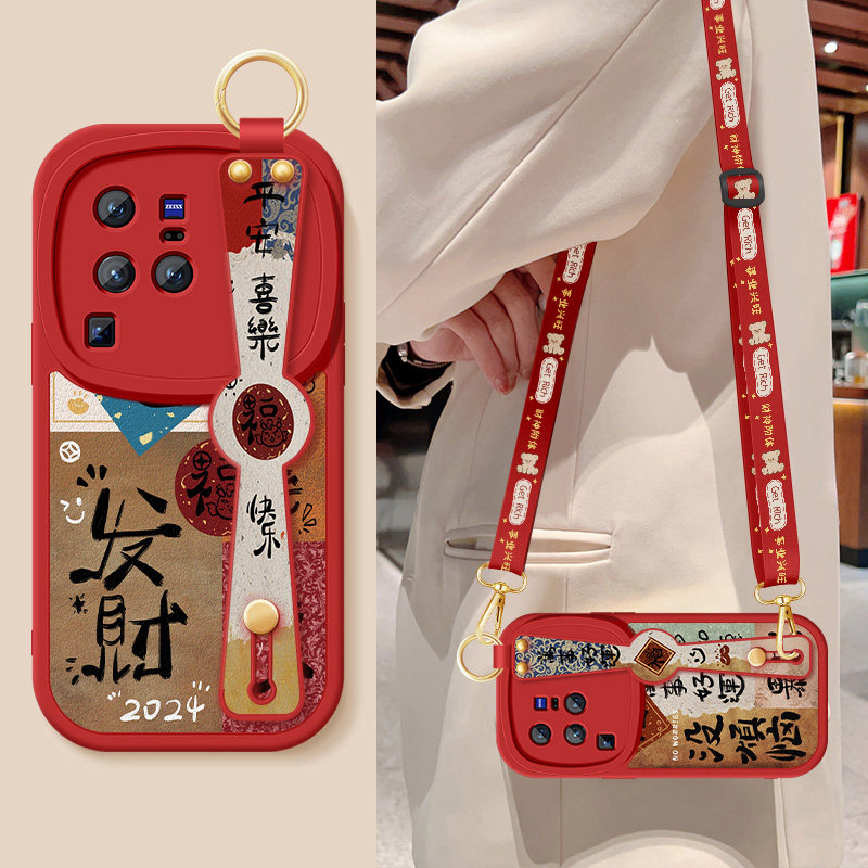 斜挎腕带★小羊皮细腻手感★天使眼镜头保护