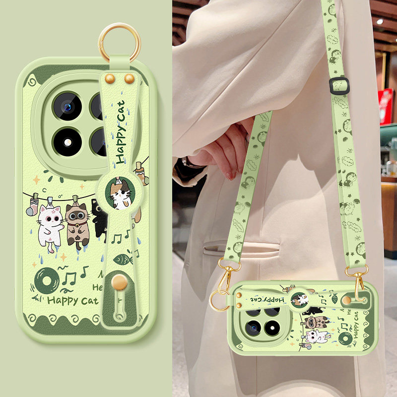 适用红米note15手机壳RedmiNote15Pro+新款女15pro卡通小猫小米note15r腕带支架挂绳小羊皮防摔保护套硅胶软