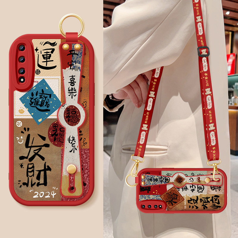 斜挎腕带★小羊皮细腻手感★天使眼镜头保护