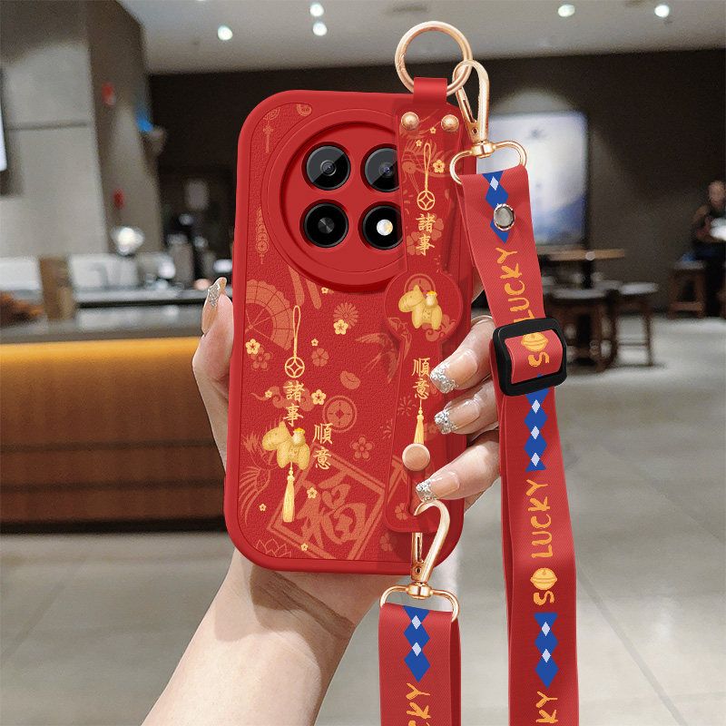 适用oppoa5手机壳a5pro新款女士a5活力版红色小马带挂绳小羊皮新年保护套硅胶软壳OPPO全包防摔0pp05G后外壳