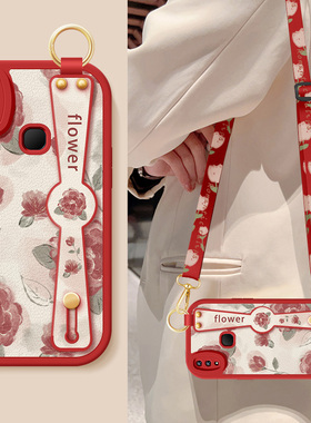 适用vivoz3手机壳z3i新款女士z3x红色玫瑰腕腕带支架挂绳z1i小羊皮防摔VIVO硅胶软viv0z1青春版z3保护套外壳
